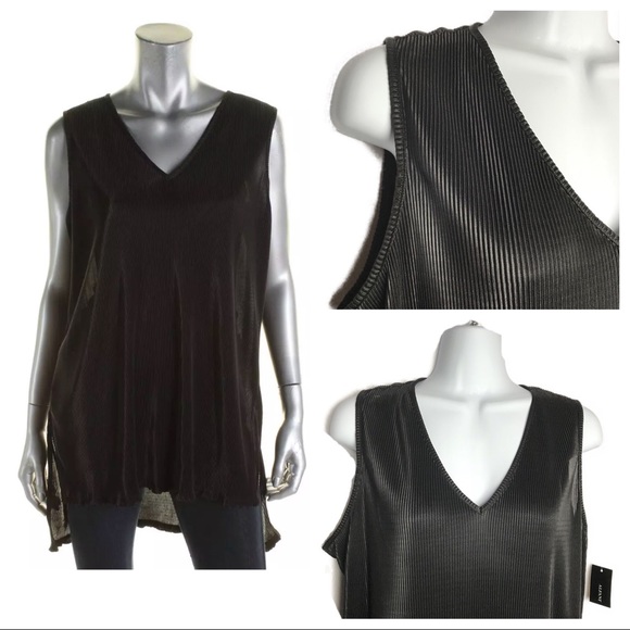 Alfani Tops - Alfani Black Semi-Sheer Pleated Top NWT M